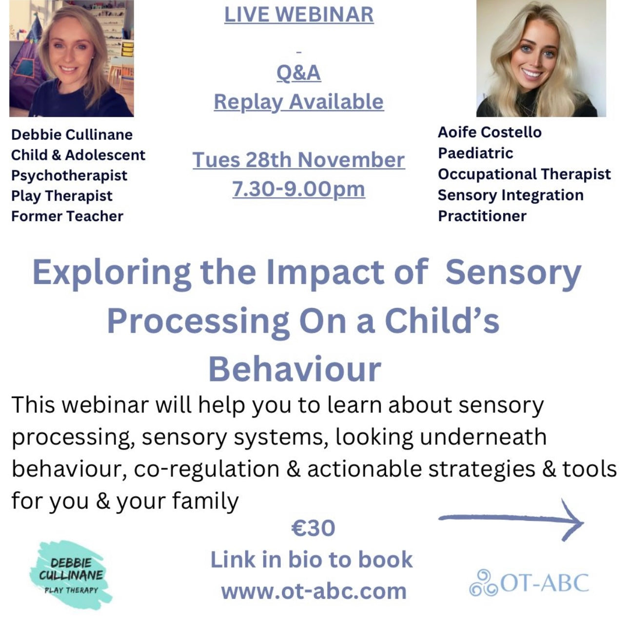 WEBINAR: “Exploring the Impact of Sensory Processing On a Child’s Behaviour”