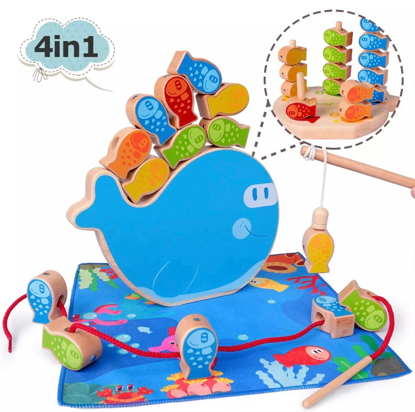 Fishing Game Play Set,fishing Toy With Toddler Fishing Pole 1pc Fine Motor  Skill Fishing Toy With 4 Toy Fishing Poles For Kids Hand-on Coordinate Trai